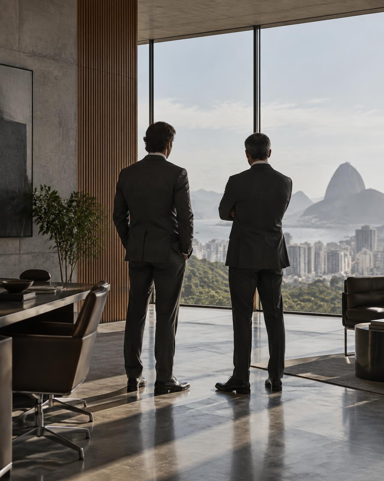 Dois advogados em um escritório contemporâneo